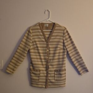 Striped Beige Cardigan Sweater
